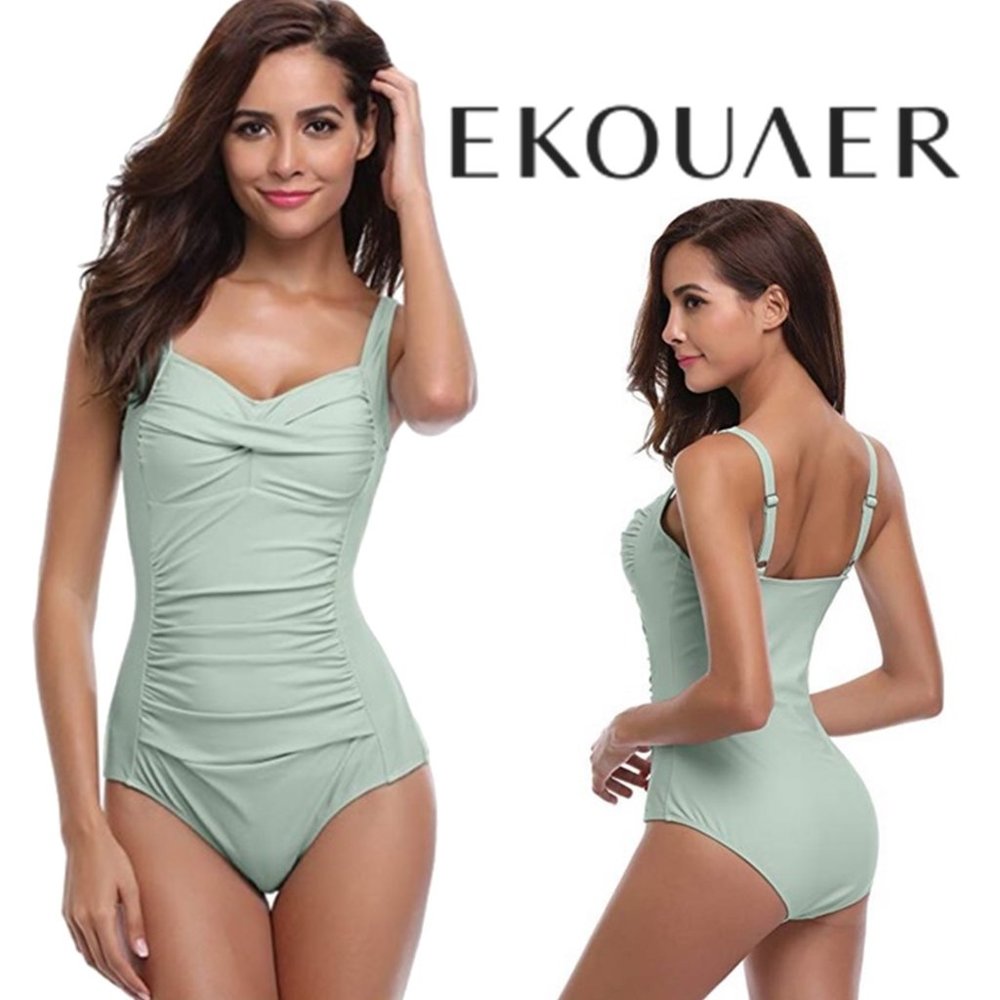 EKOUAE Elegant Vintage-Inspired Retro One Piece Pin Up Swimsuit NEW WITH…